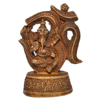 Ganesh Statue on OM Symbol Stone looking RG-075